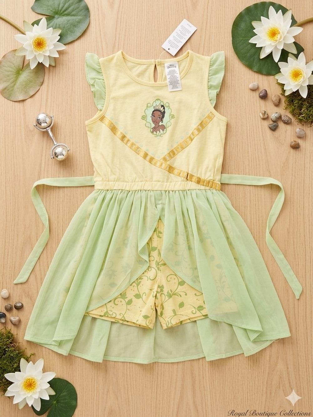 Disney Princess Tiana Green and Yellow Girls' Costume Dress